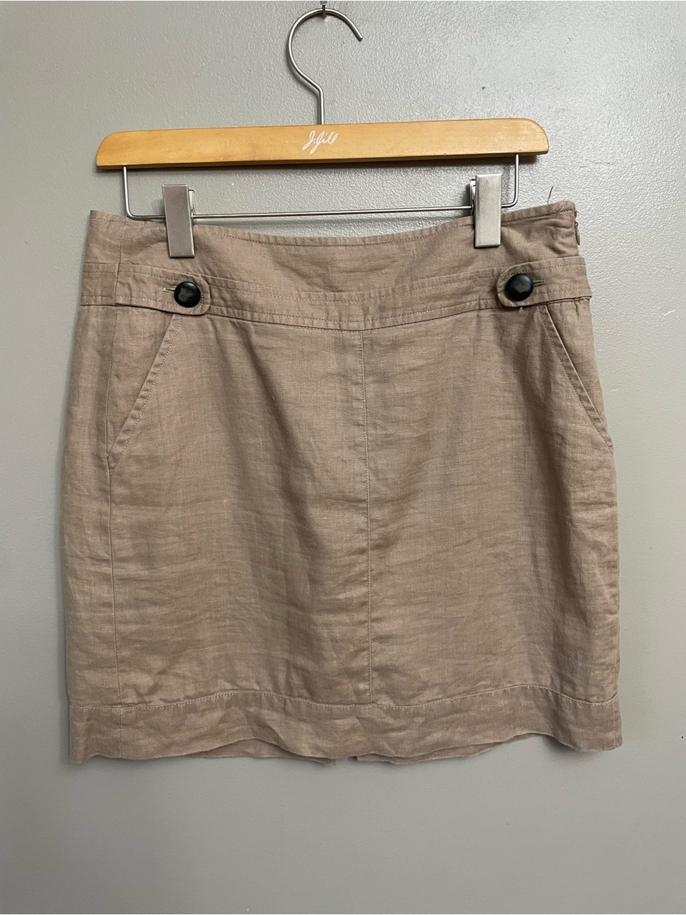 Banana Republic size 4 tan Linen Mini Skirt Side lined Y2K